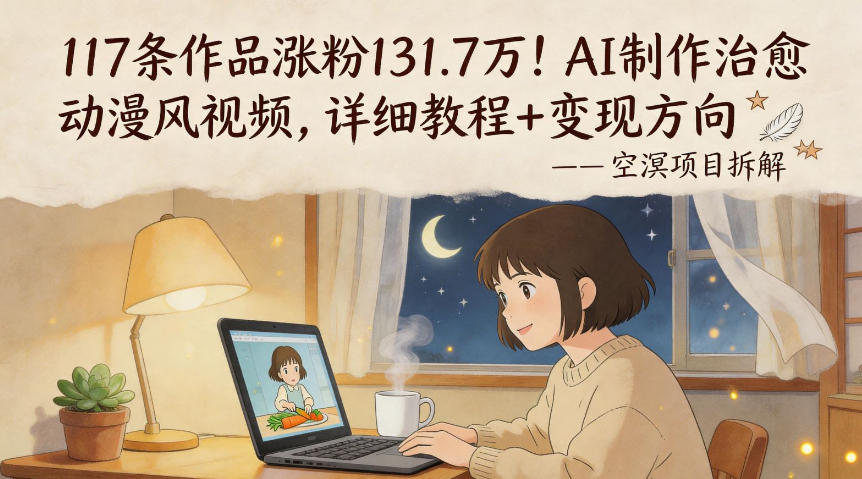 117条作品涨粉131.7W！AI制作治愈动漫风视频，详细教程+变现方向-孔明聊项目