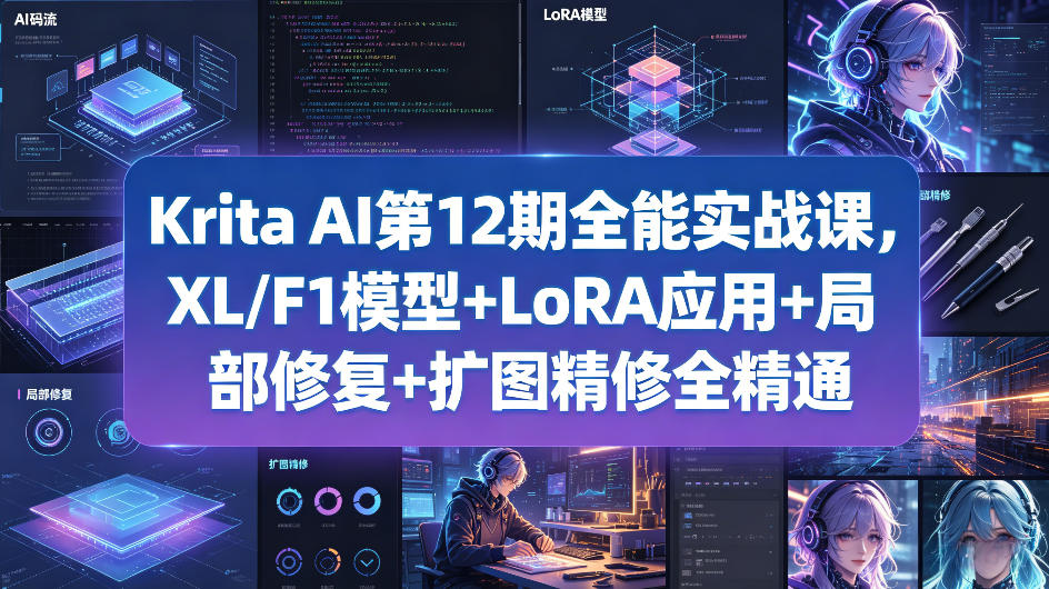 Krita AI第12期全能实战课，XL/F1模型+LoRA应用+局部修复+扩图精修全精通-孔明聊项目