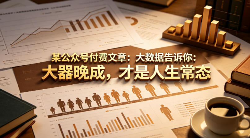 某公众号付费文章：大数据告诉你：大器晚成，才是人生常态-孔明聊项目