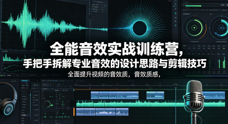 全能音效实战训练营，手把手拆解专业音效的设计思路与剪辑技巧，全面提升视频的音效质感-孔明聊项目