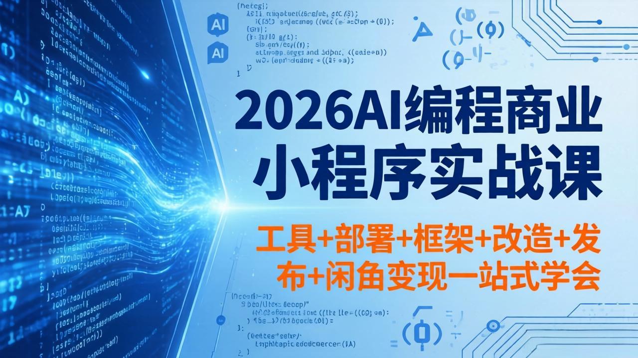 2026AI编程商业小程序实战课，工具+部署+框架+改造+发布+闲鱼变现一站式学会-孔明聊项目