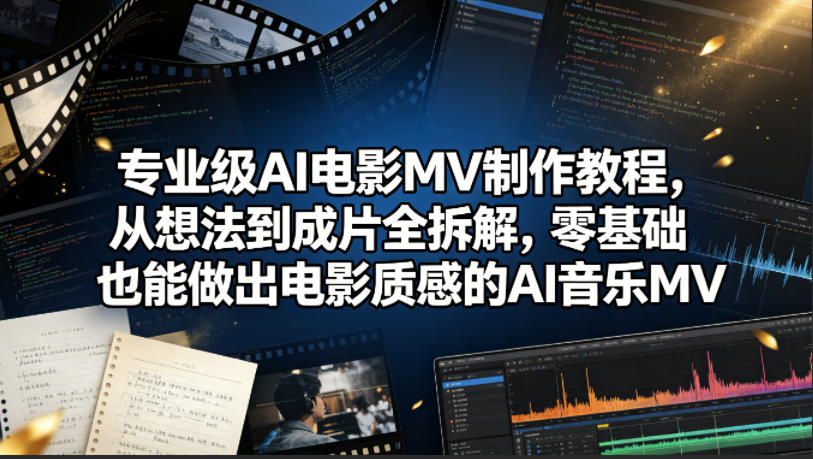 专业级AI电影MV制作教程，从想法到成片全拆解，零基础也能做出电影质感的AI音乐MV-孔明聊项目