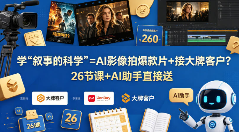 学《叙事的科学》=AI影像拍爆款片+接大牌客户？26节课+AI助手直接送【原创双语字幕】-孔明聊项目