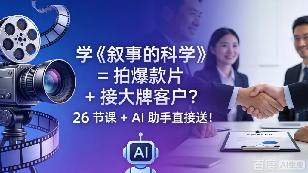 学《叙事的科学》= 拍爆款片 + 接大牌客户？26 节课 + AI 助手直接送！-孔明聊项目