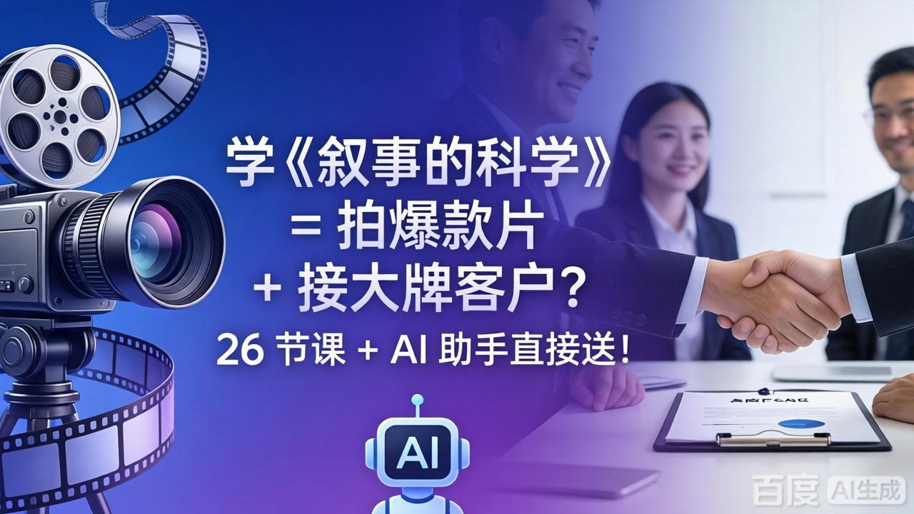 学《叙事的科学》= 拍爆款片 + 接大牌客户？26 节课 + AI 助手直接送！-孔明聊项目
