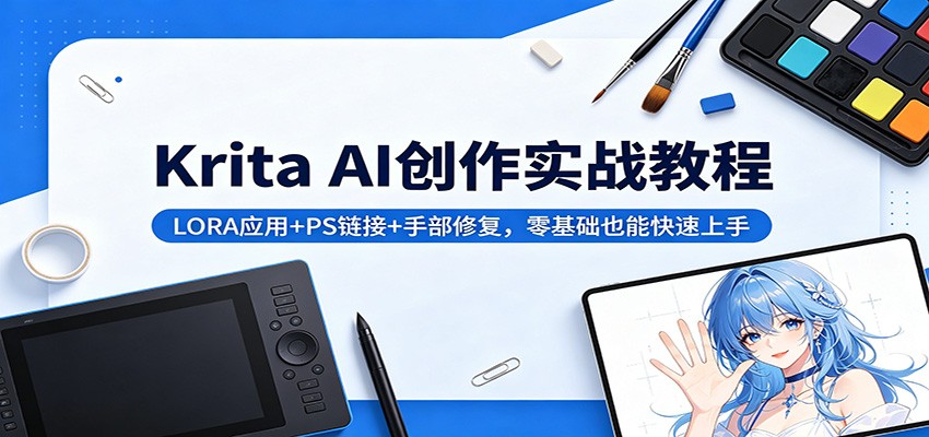 Krita AI创作实战教程：LORA应用+PS链接+手部修复，零基础也能快速上手-孔明聊项目
