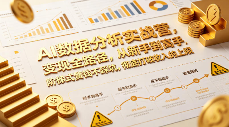 AI数据分析实战营，变现全路径，从新手到高手，阶梯式賺钱不踩坑，彻底打破收入的上限-孔明聊项目