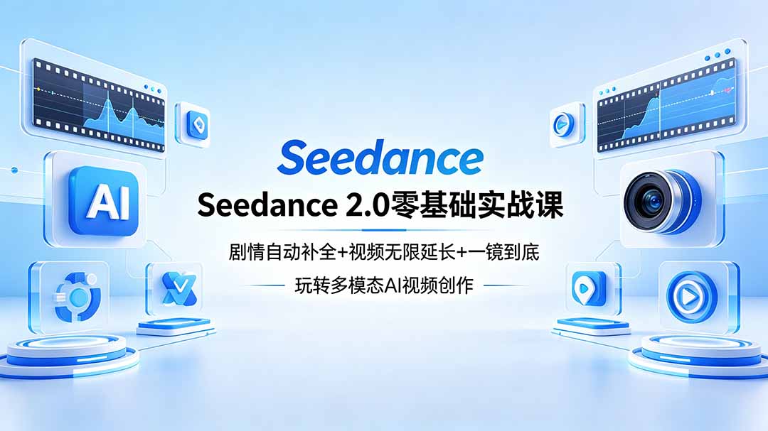 Seedance 2.0零基础实战课：剧情自动补全+视频无限延长+一镜到底：玩转多模态AI视频创作-孔明聊项目