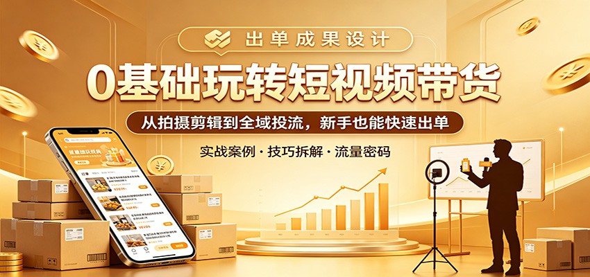 0基础玩转短视频带货：从拍摄剪辑到全域投流，新手也能快速出单-孔明聊项目