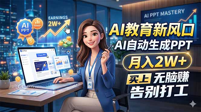 AI教育新风口，AI自动生成PPT，月入2W+，无脑赚，告别打工-孔明聊项目