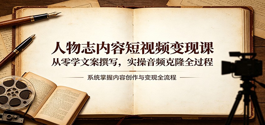 人物志内容短视频变现课：从零学文案撰写，实操音频克隆全过程-孔明聊项目