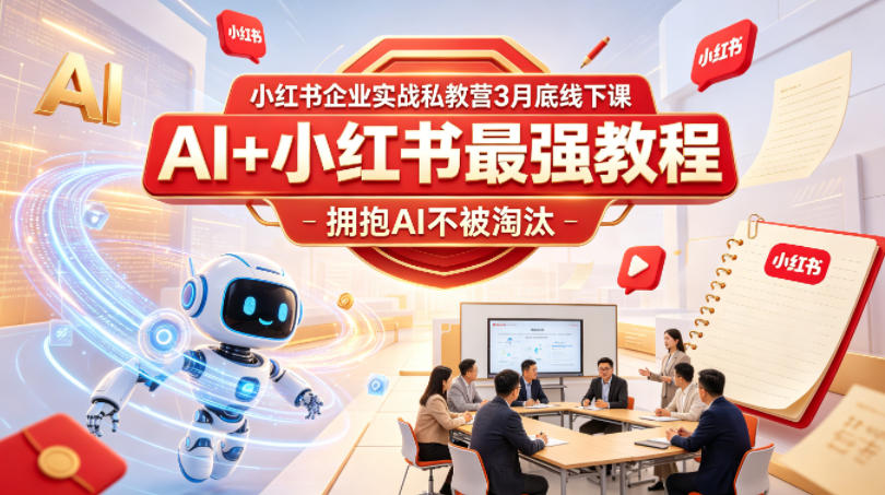 小红书企业实战私教营3月底线下课，AI+小红书最强教程，拥抱AI不被淘汰-孔明聊项目
