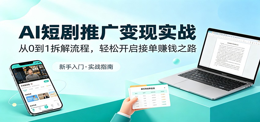 AI短剧推广变现实战：从0到1拆解流程，轻松开启接单赚钱之路-孔明聊项目