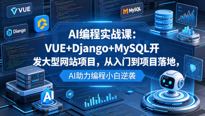 AI编程实战课：VUE+Django+MySQL开发大型网站项目，从入门到项目落地，AI助力编程小白逆袭-孔明聊项目