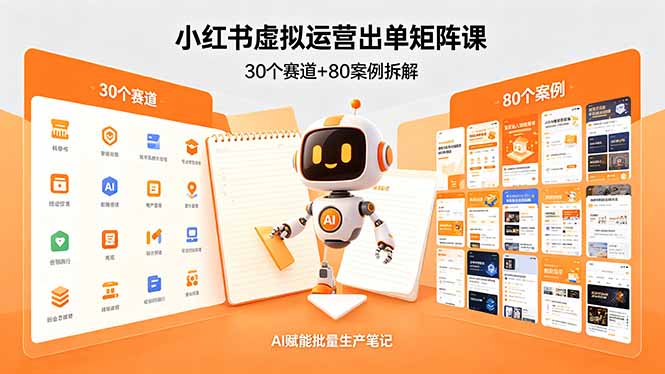 小红书虚拟运营出单矩阵课：30个赛道+80案例拆解，AI赋能批量生产笔记-孔明聊项目