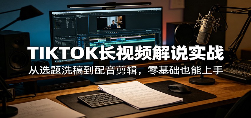 TIKTOK长视频解说实战：从选题洗稿到配音剪辑，零基础也能上手-孔明聊项目