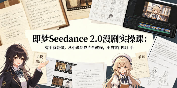 即梦Seedance 2.0漫剧实操课：有手就能做，从小说到成片全教程，小白零门槛上手-孔明聊项目