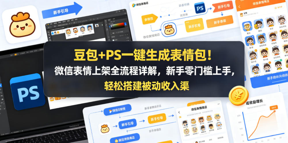 豆包+PS一键生成表情包！微信表情上架全流程详解，新手零门槛上手，轻松搭建被动收入渠道-孔明聊项目