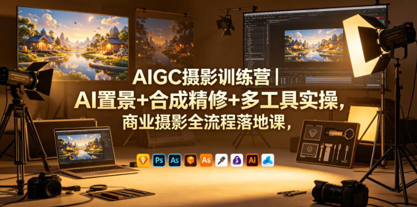 AIGC摄影训练营｜AI置景+合成精修+多工具实操，商业摄影全流程落地课-孔明聊项目
