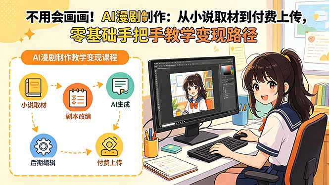 不用会画画！AI漫剧制作：从小说取材到付费上传，零基础手把手教学变现路径-孔明聊项目