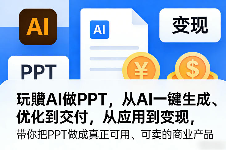 玩賺AI做PPT，从AI一键生成、优化到交付，从应用到变现，带你把PPT做成真正可用、可卖的商业产品(更新0513)-孔明聊项目