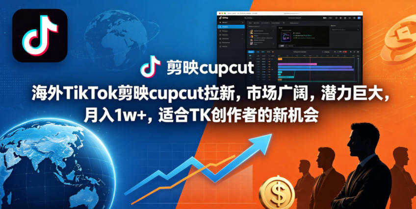 海外TikTok剪映cupcut拉新，市场广阔，潜力巨大，月入1w+，适合TK创作者的新机会-孔明聊项目
