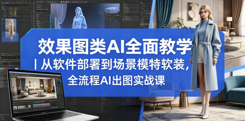 效果图类AI全面教学｜从软件部署到场景模特软装，全流程AI出图实战课-孔明聊项目
