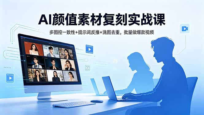 AI颜值素材复刻实战课，多图控一致性+提示词反推+洗图去重，批量做爆款视频-孔明聊项目