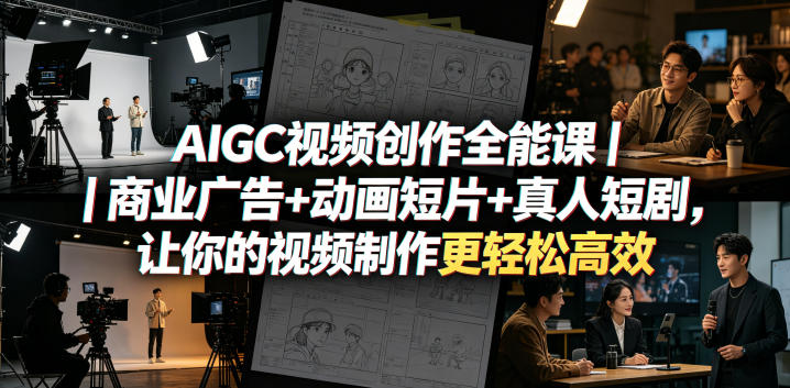 AIGC视频创作全能课｜商业广告+动画短片+真人短剧，让你的视频制作更轻松高效-孔明聊项目