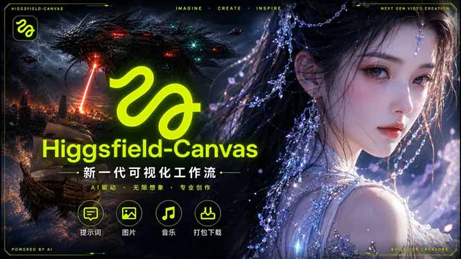 Higgsfield Canvas AI视频制作详解，节点式工作流搭建，重构新式视频创作完整教程-孔明聊项目