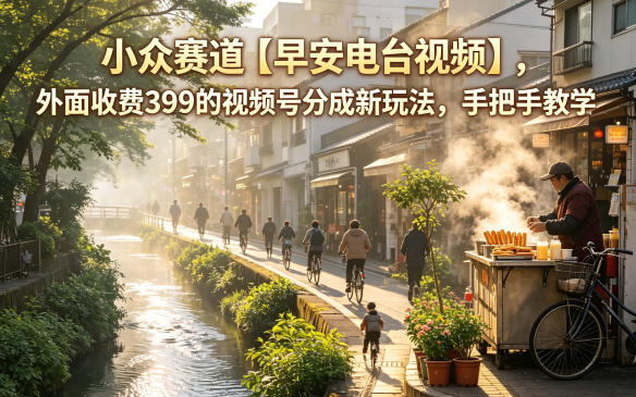 小众赛道【早安电台视频】，外面收费399的视频号分成新玩法，手把手教学-孔明聊项目