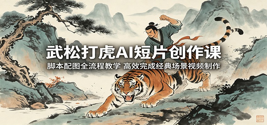 武松打虎AI短片创作课：脚本配图全流程教学，高效完成经典场景视频制作-孔明聊项目