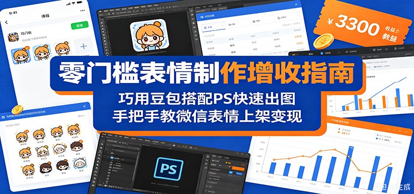 零门槛表情制作增收指南：巧用豆包搭配 PS 快速出图，手把手教微信表情上架变现-孔明聊项目