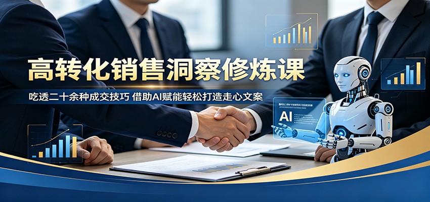 高转化销售洞察修炼课：吃透二十余种成交技巧，借助AI赋能轻松打造走心文案-孔明聊项目