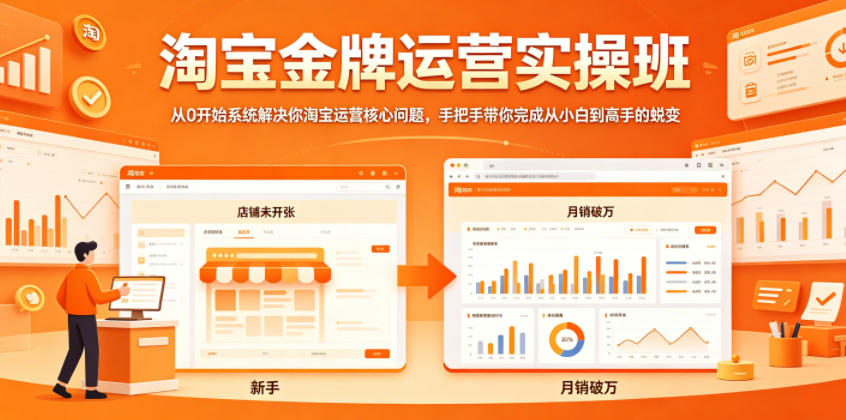 淘宝金牌运营实操班，从0开始系统解决你淘宝运营核心问题，手把手带你完成从小白到高手的蜕变-孔明聊项目