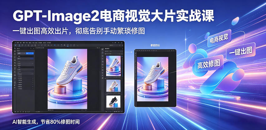 GPT-Image2电商视觉大片实战课，一键出图高效出片，彻底告别手动繁琐修图-孔明聊项目