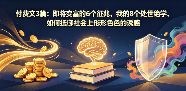 付费文3篇：即将变富的6个征兆，我的8个处世绝学，如何抵御社会上形形色色的诱惑-孔明聊项目