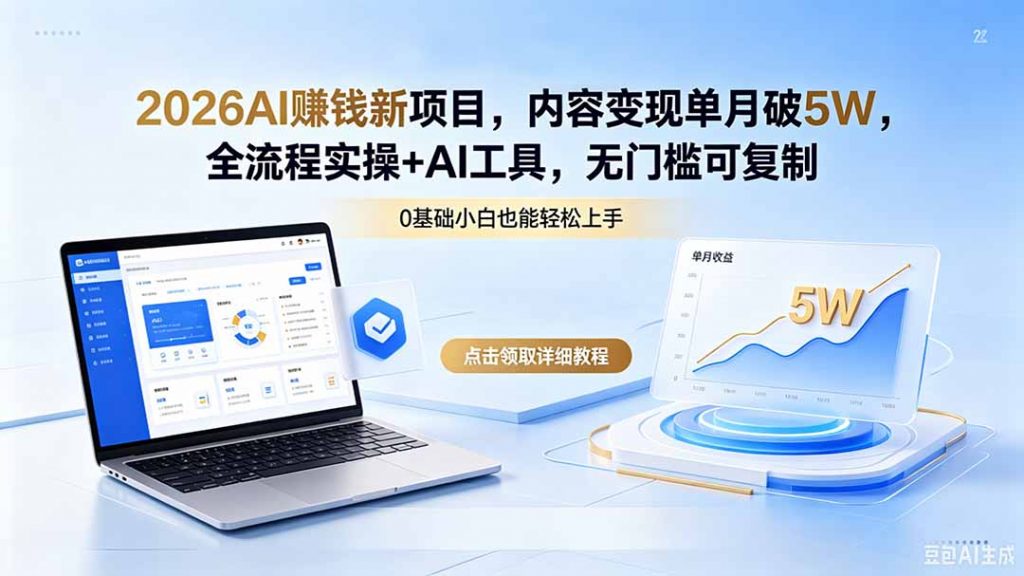 2026AI赚钱新项目,内容变现单月破5W,全流程实操+AI工具,无门槛可复制-孔明聊项目