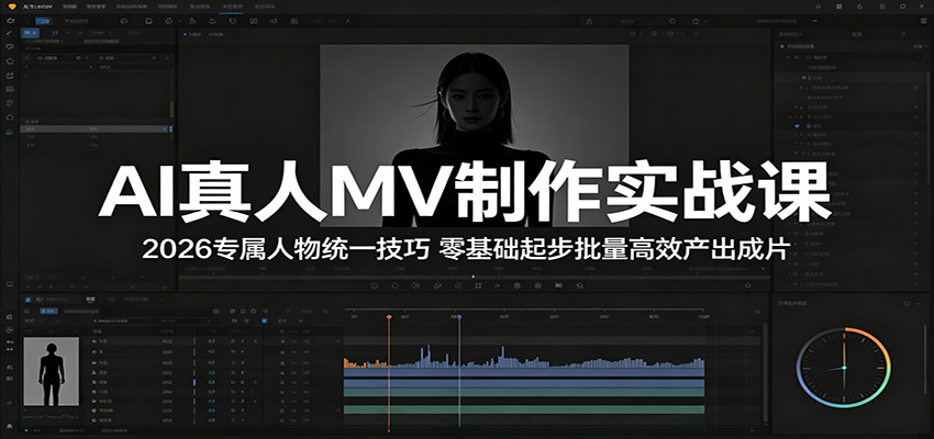 AI真人MV制作实战课：2026专属人物统一技巧，零基础起步批量高效产出成片-孔明聊项目
