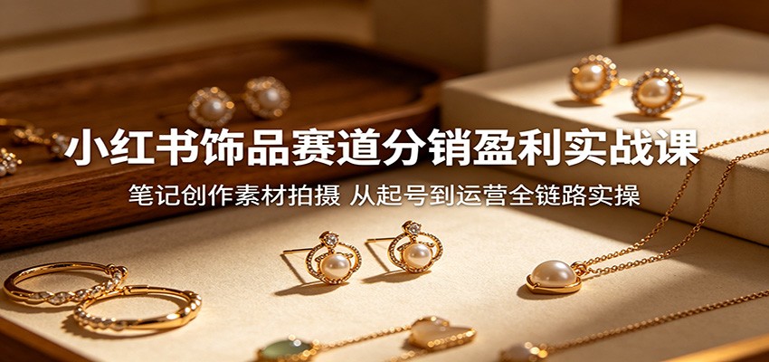 小红书饰品赛道分销盈利实战课：笔记创作素材拍摄，从起号到运营全链路实操-孔明聊项目