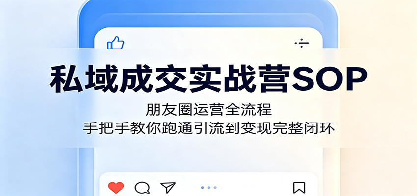 私域成交实战营SOP：朋友圈运营全流程，手把手教你跑通引流到变现完整闭环-孔明聊项目