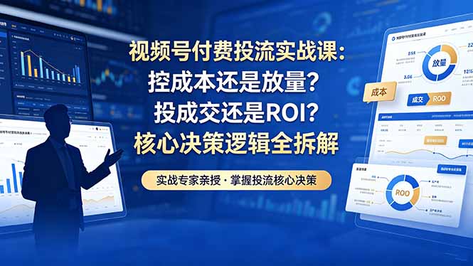 视频号付费投流实战课-5月：控成本还是放量？投成交还是ROI？核心决策逻辑全拆解-孔明聊项目