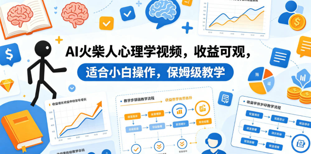 AI火柴人心理学视频，收益可观，适合小白操作，保姆级教学-孔明聊项目
