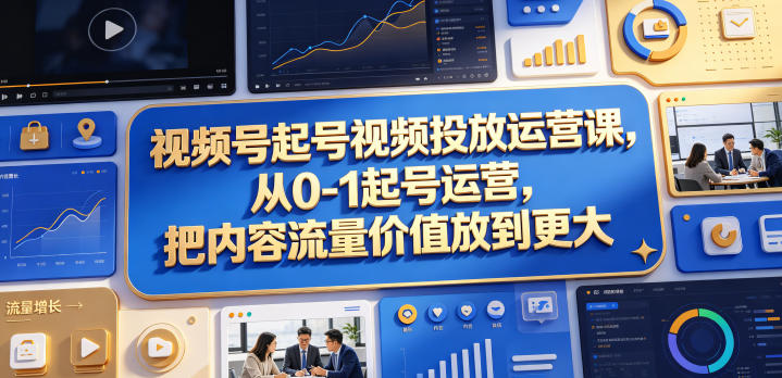 视频号起号视频投放运营课，从0-1起号运营，把内容流量价值放到更大-孔明聊项目