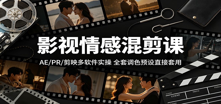 影视情感混剪课：AE/PR/剪映多软件实操，全套调色预设直接套用-孔明聊项目