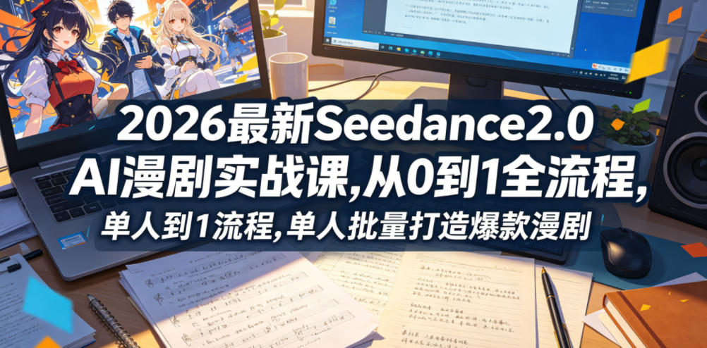 2026最新Seedance2.0 AI漫剧实战课,，从0到1全流程，单人批量打造爆款漫剧-孔明聊项目