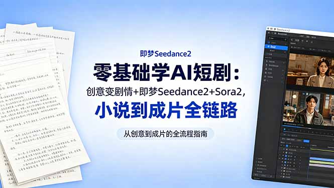 零基础学AI短剧：创意变剧情+即梦Seedance2+Sora2，小说到成片全链路-孔明聊项目
