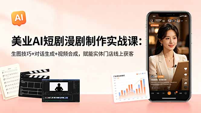 美业AI短剧漫剧制作实战课：生图技巧+对话生成+视频合成，赋能实体门店线上获客-孔明聊项目