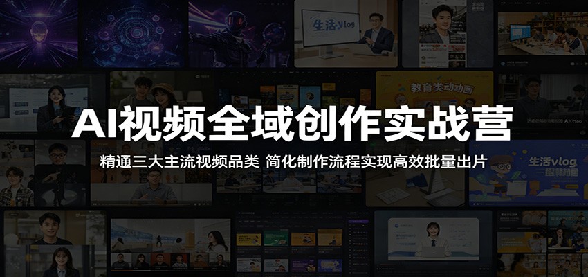 AI视频全域创作实战营：精通三大主流视频品类，简化制作流程实现高效批量出片-孔明聊项目