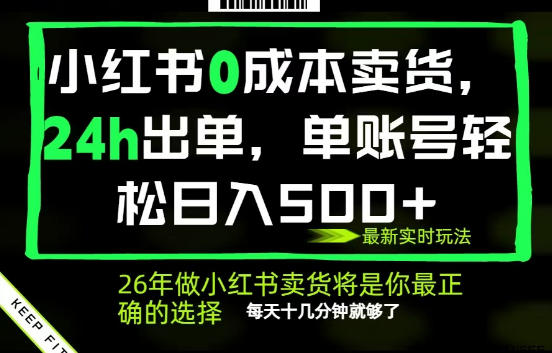 小红书0成本AI卖货，24小时出单，全流程托管，保底日入500+，每天十几分钟就够了【揭秘】-孔明聊项目